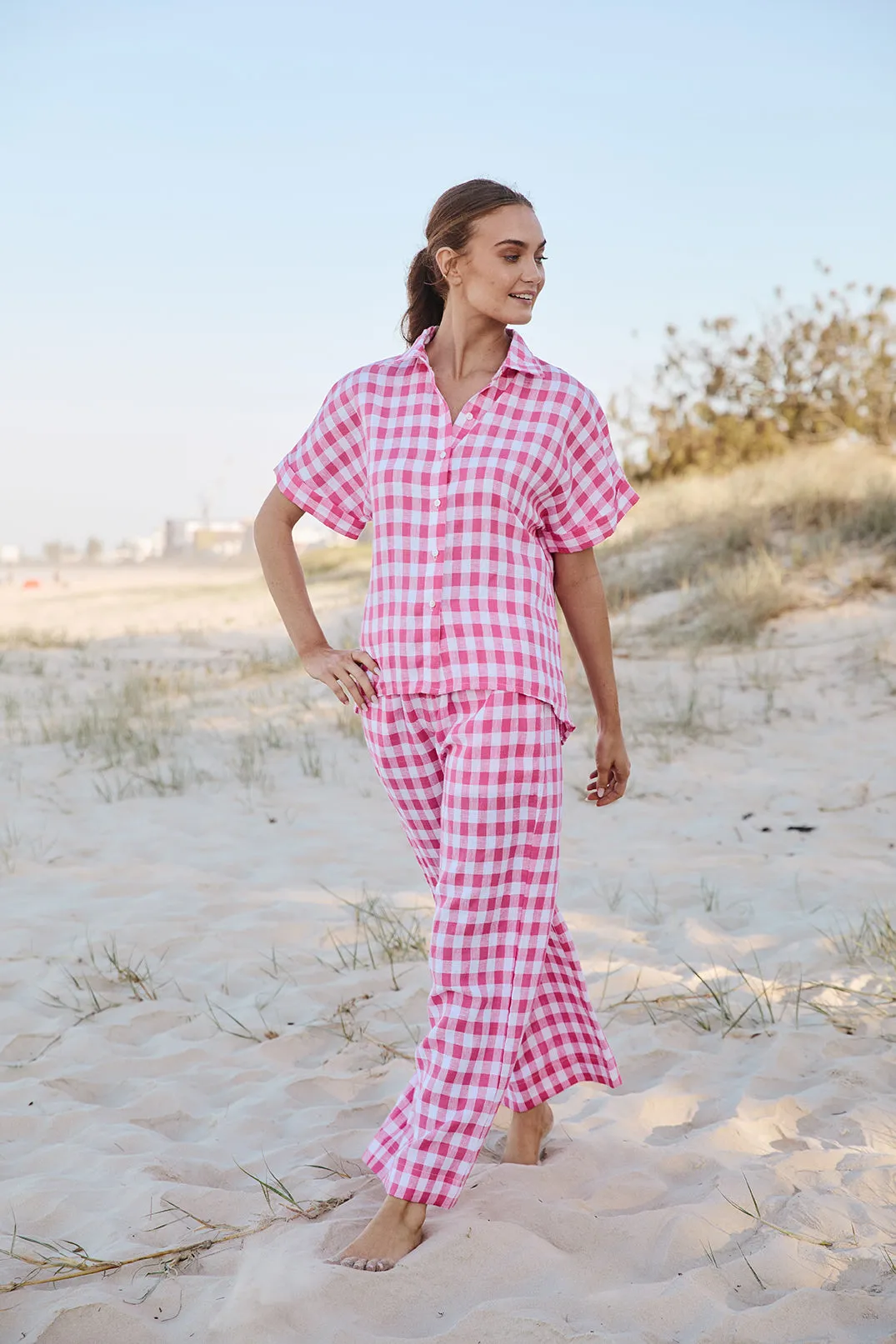Carmen Linen Shirt in Treviso Pink sold by Adrift product image thumbnail 4