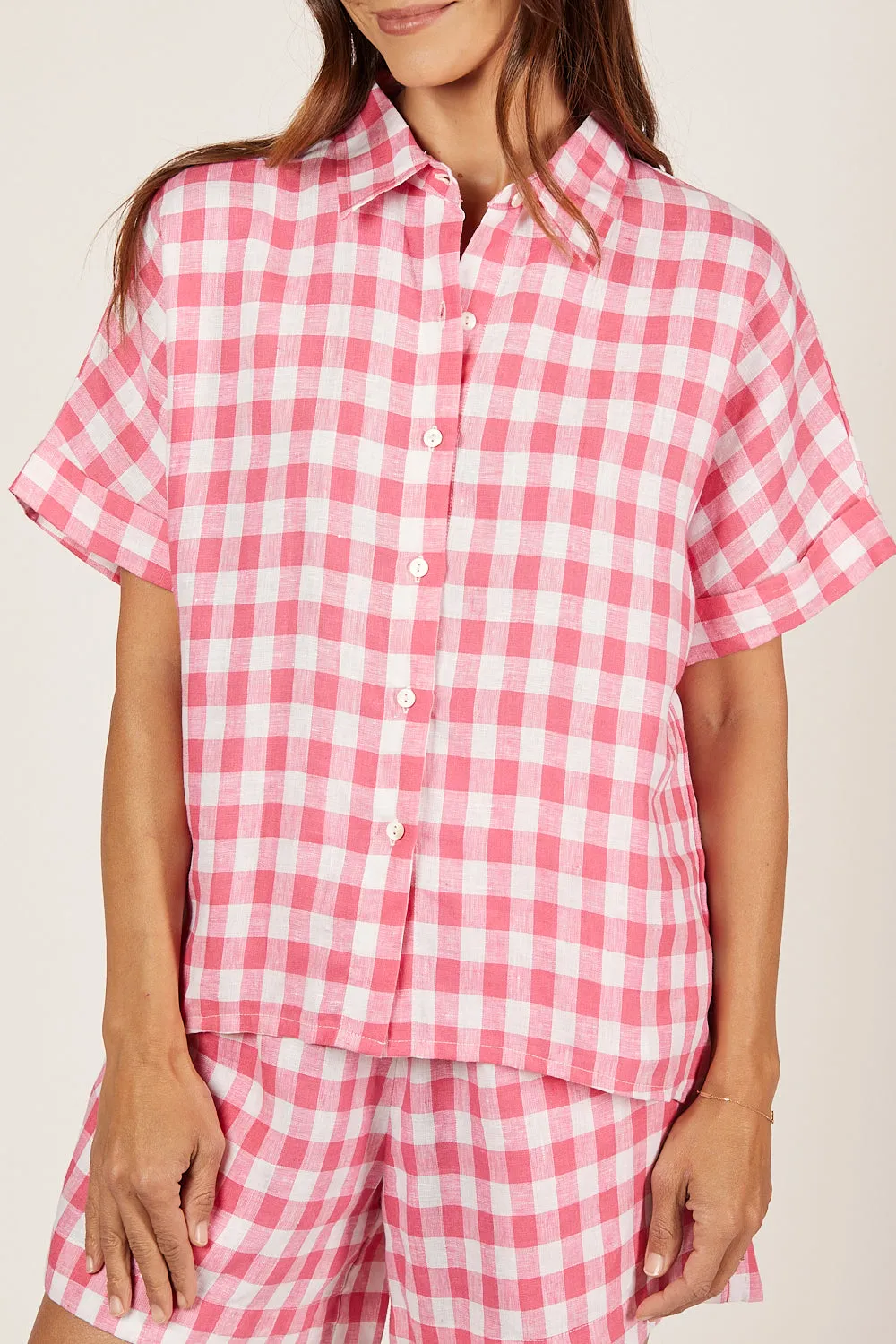 Carmen Linen Shirt in Treviso Pink sold by Adrift product image thumbnail 3