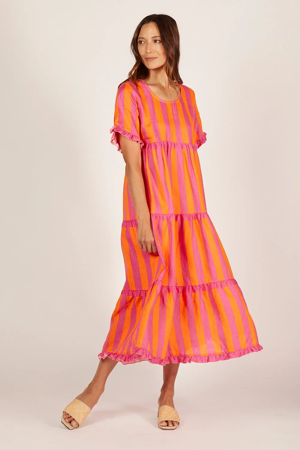 Sabre Linen Frill Maxi Dress in Afterglow sold by Adrift product image thumbnail 3