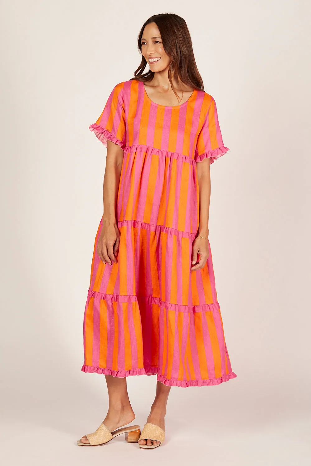 Sabre Linen Frill Maxi Dress in Afterglow sold by Adrift product image thumbnail 5