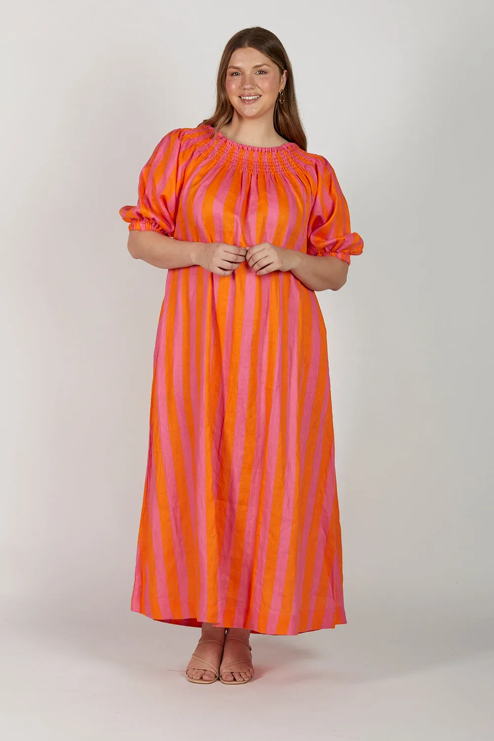 Alisa Linen Off The Shoulder Dress in Afterglow sold by Adrift product image thumbnail 5