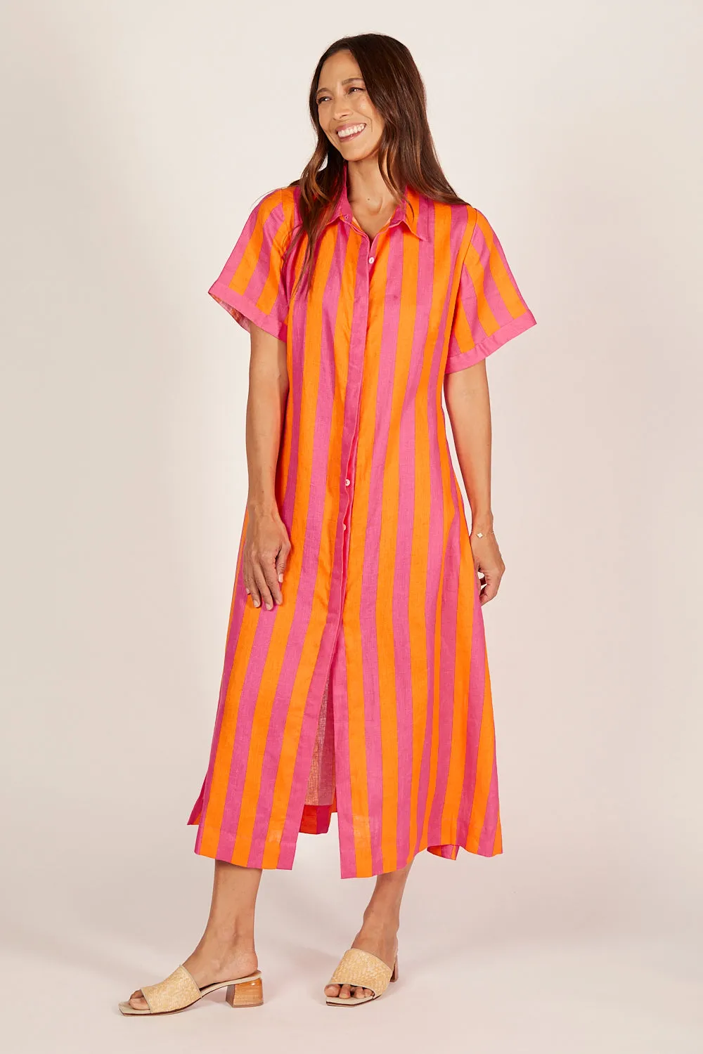 Gracie Linen Shirt Dress in Afterglow sold by Adrift product image thumbnail 2