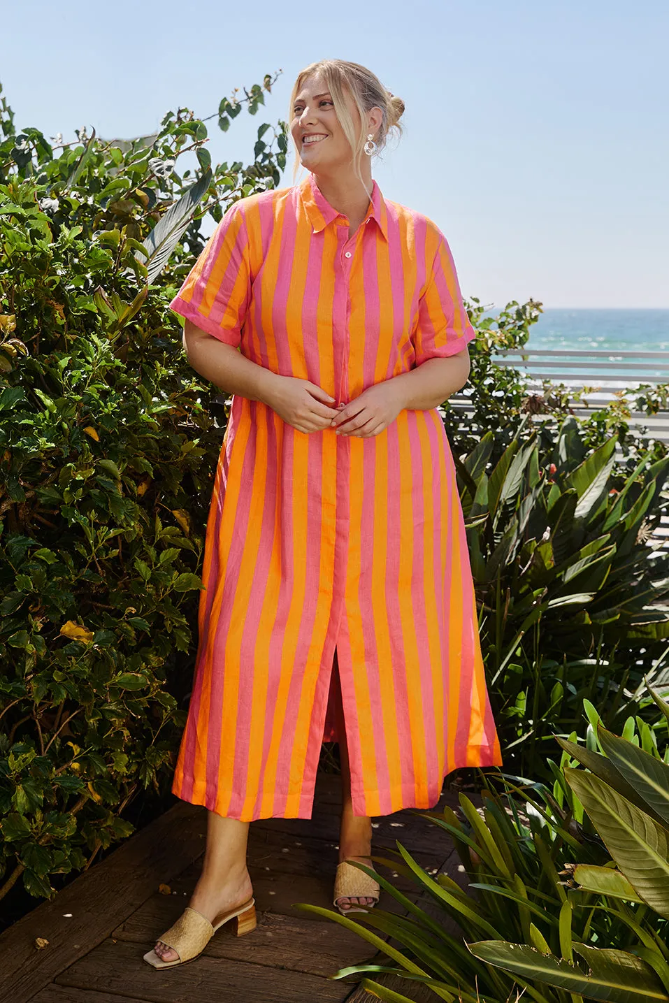 Gracie Linen Shirt Dress in Afterglow sold by Adrift product image thumbnail 4