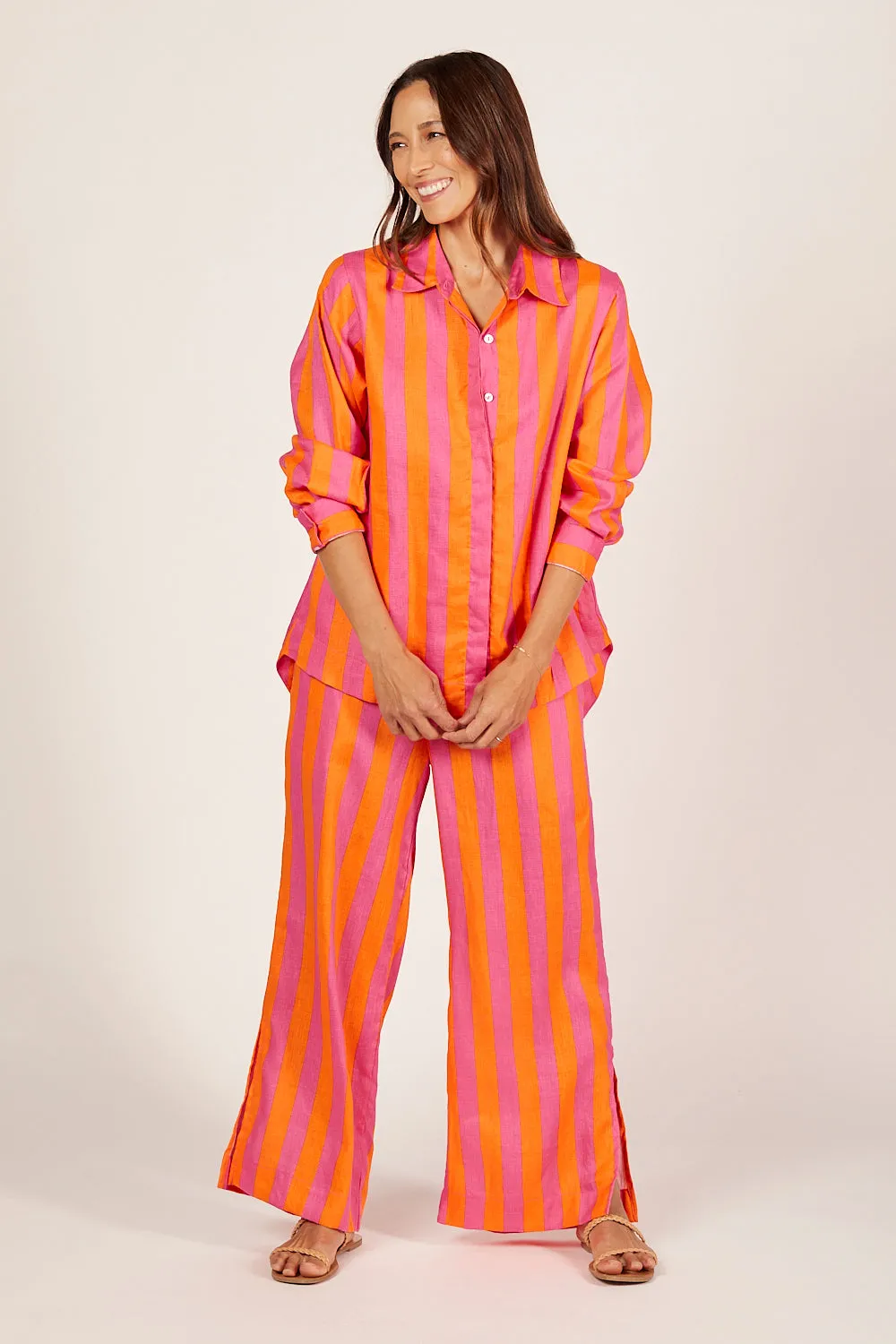 Oversized Linen Boyfriend Shirt in Afterglow sold by Adrift product image thumbnail 4