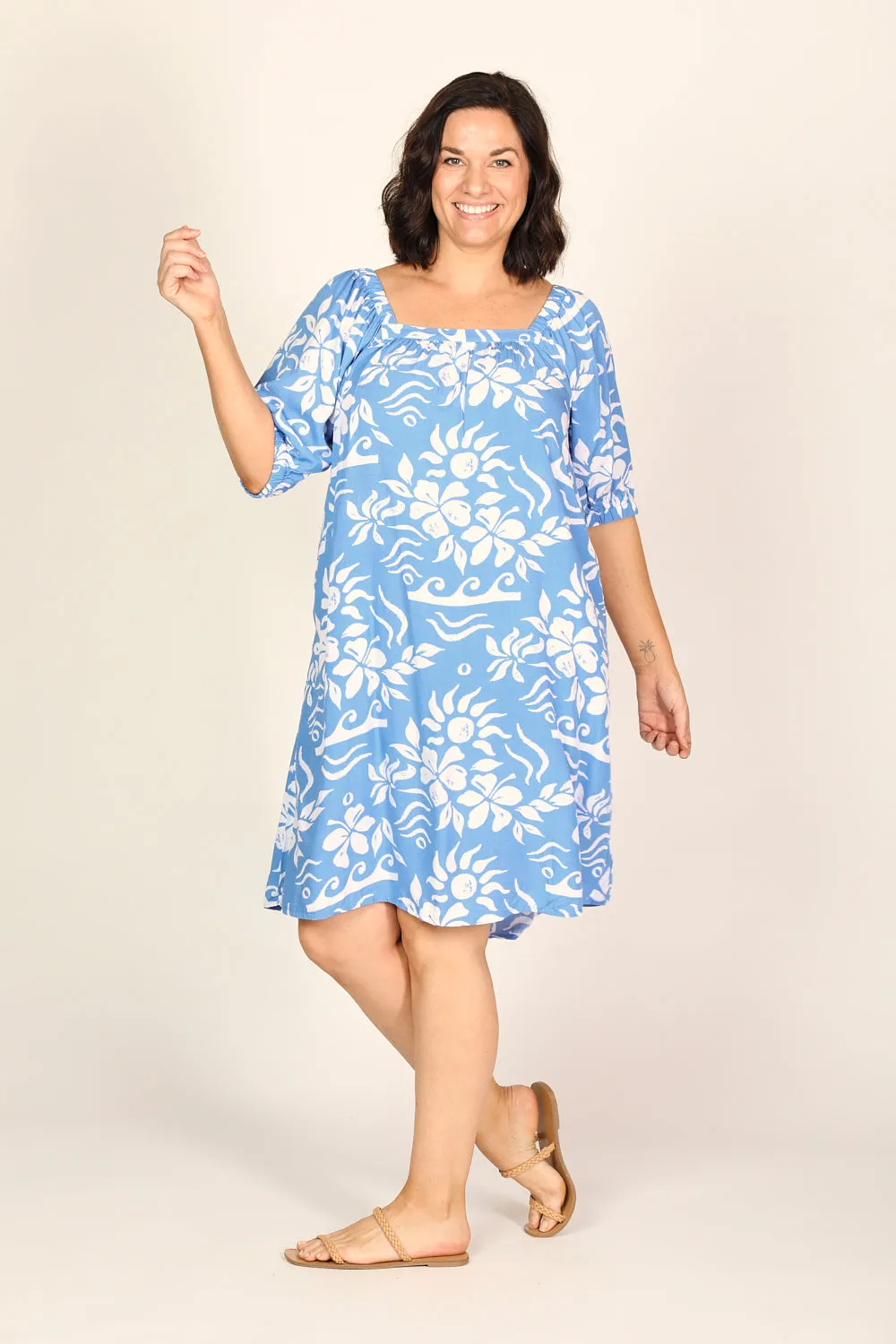 Elle Tunic Dress in Blue Horizon sold by Adrift product image thumbnail 3