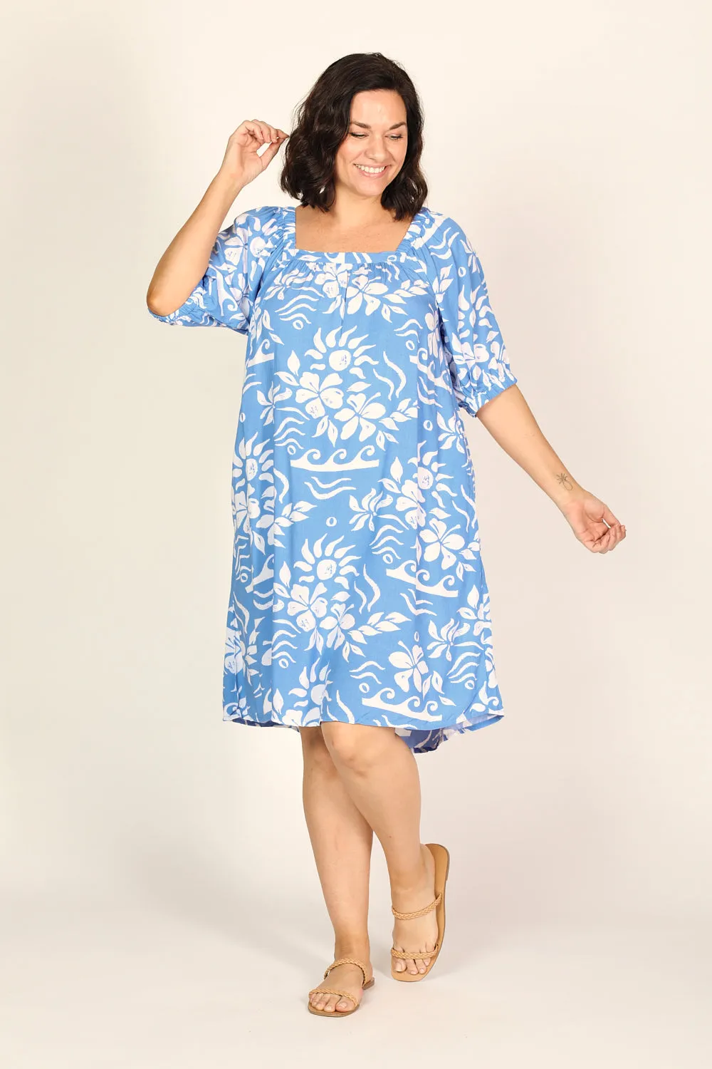 Elle Tunic Dress in Blue Horizon sold by Adrift product image thumbnail 4