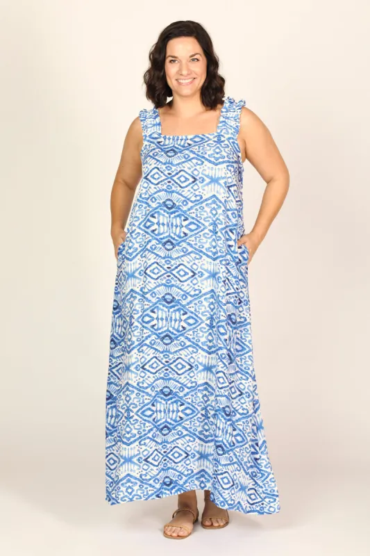 Claire Summer Maxi Dress in Azure Sky sold by Adrift