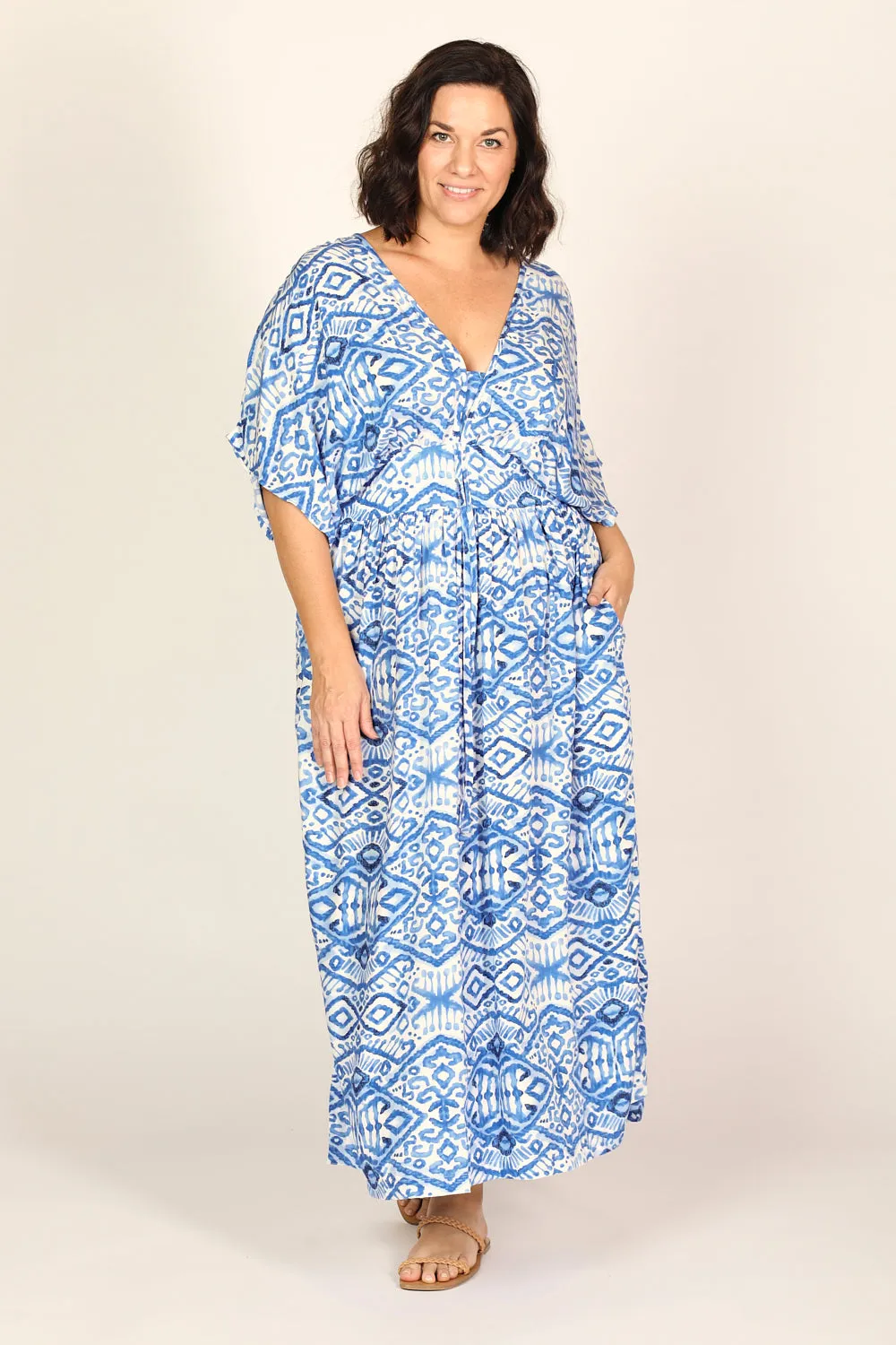 Selma Midi Dress in Azure Sky sold by Adrift