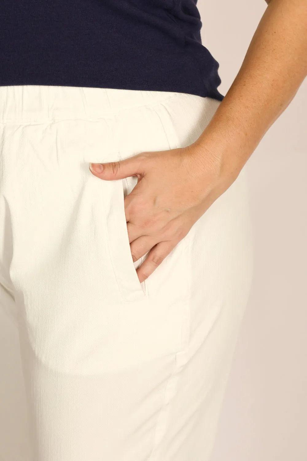 Petite Length Cropped Stretch Capri Pant in White sold by Adrift product image thumbnail 3