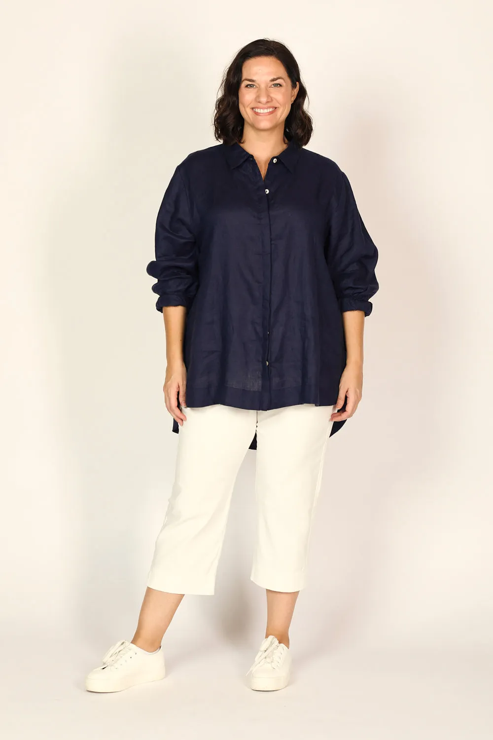 Petite Length Cropped Stretch Capri Pant in White sold by Adrift product image thumbnail 4