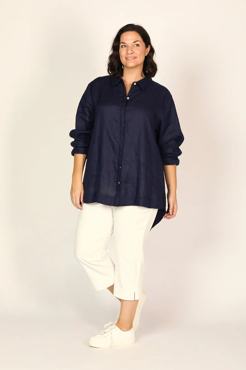 Petite Length Cropped Stretch Capri Pant in White sold by Adrift product image thumbnail 5