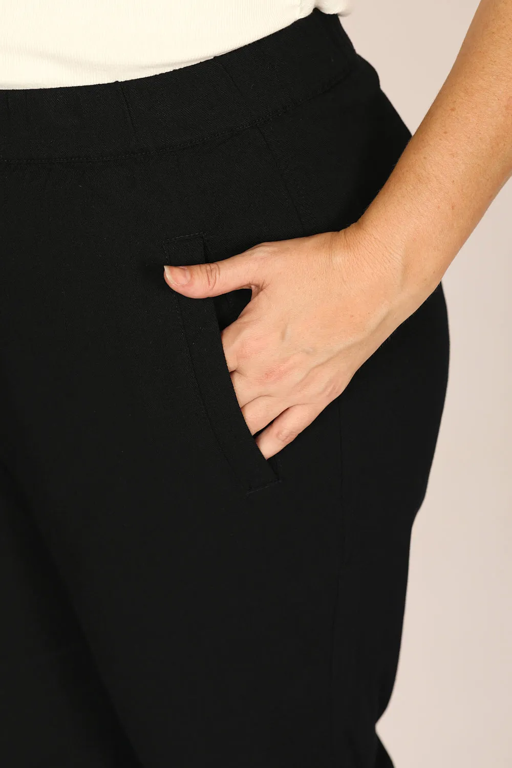 Petite Length Cropped Stretch Capri Pant in Black sold by Adrift product image thumbnail 4