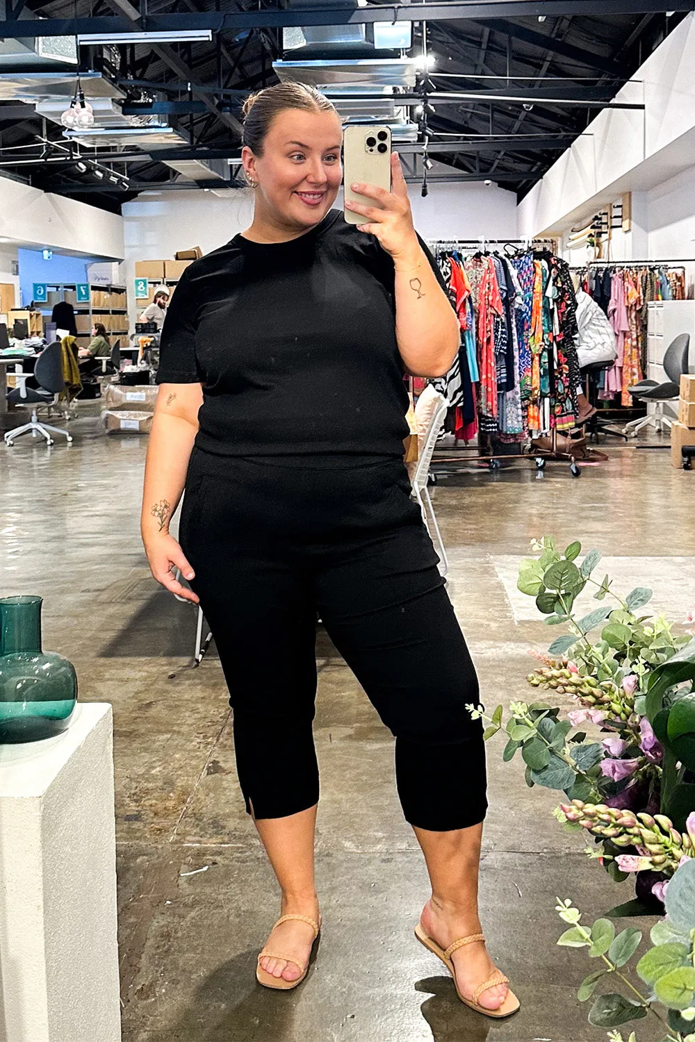 Petite Length Cropped Stretch Capri Pant in Black sold by Adrift product image thumbnail 2