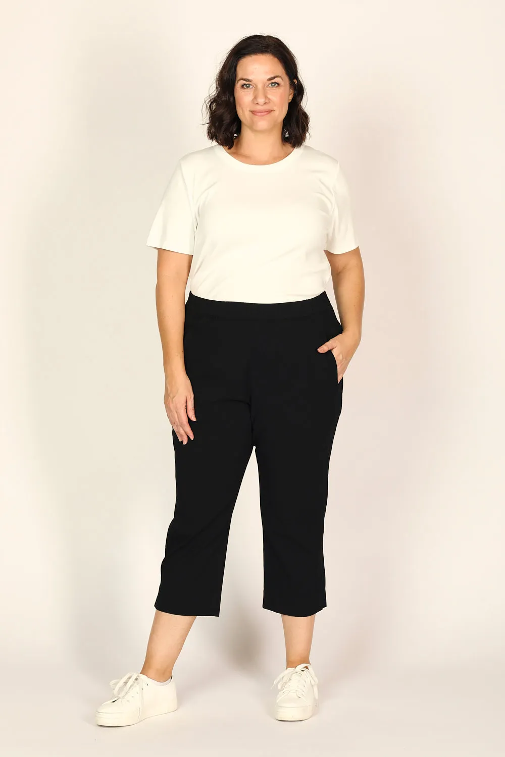 Petite Length Cropped Stretch Capri Pant in Black sold by Adrift product image thumbnail 3