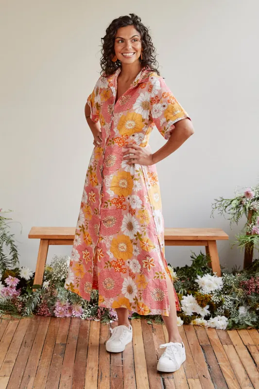 Gracie Linen Shirt Dress in Vienna sold by Adrift