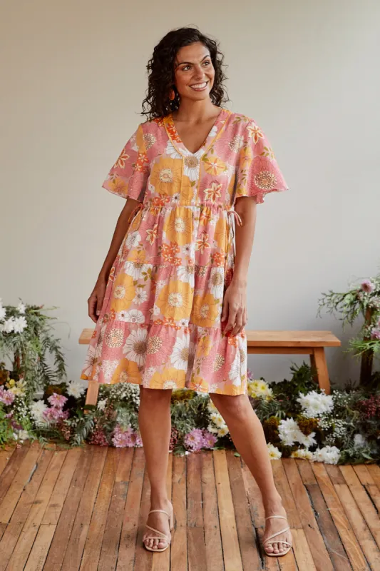 Iris Linen Short Dress in Vienna sold by Adrift