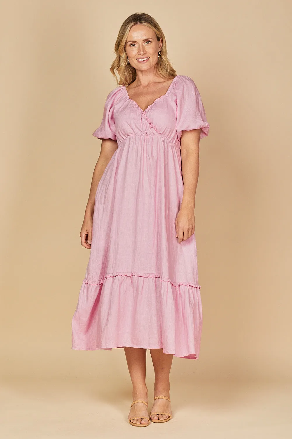 Alison Linen Midi Dress in Peony sold by Adrift product image thumbnail 5