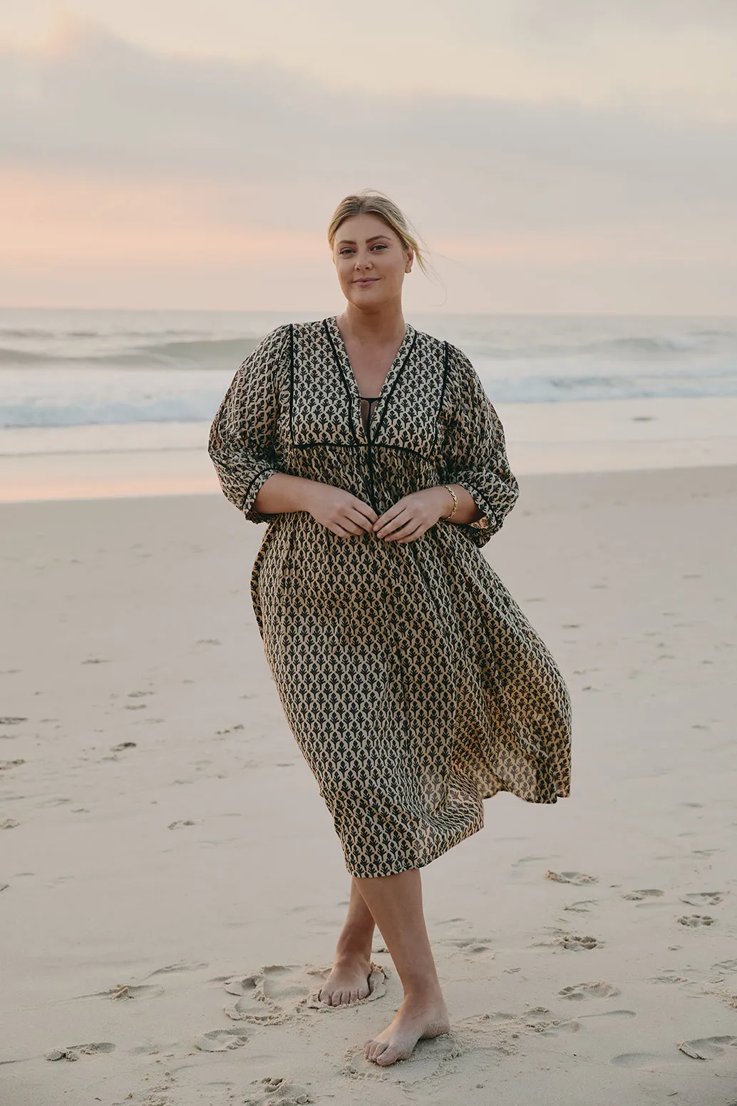 Cairo Midi Dress in Woodlet sold by Adrift