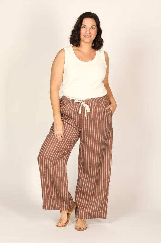 Breezy Relaxed Linen Pant in Nutmeg sold by Adrift