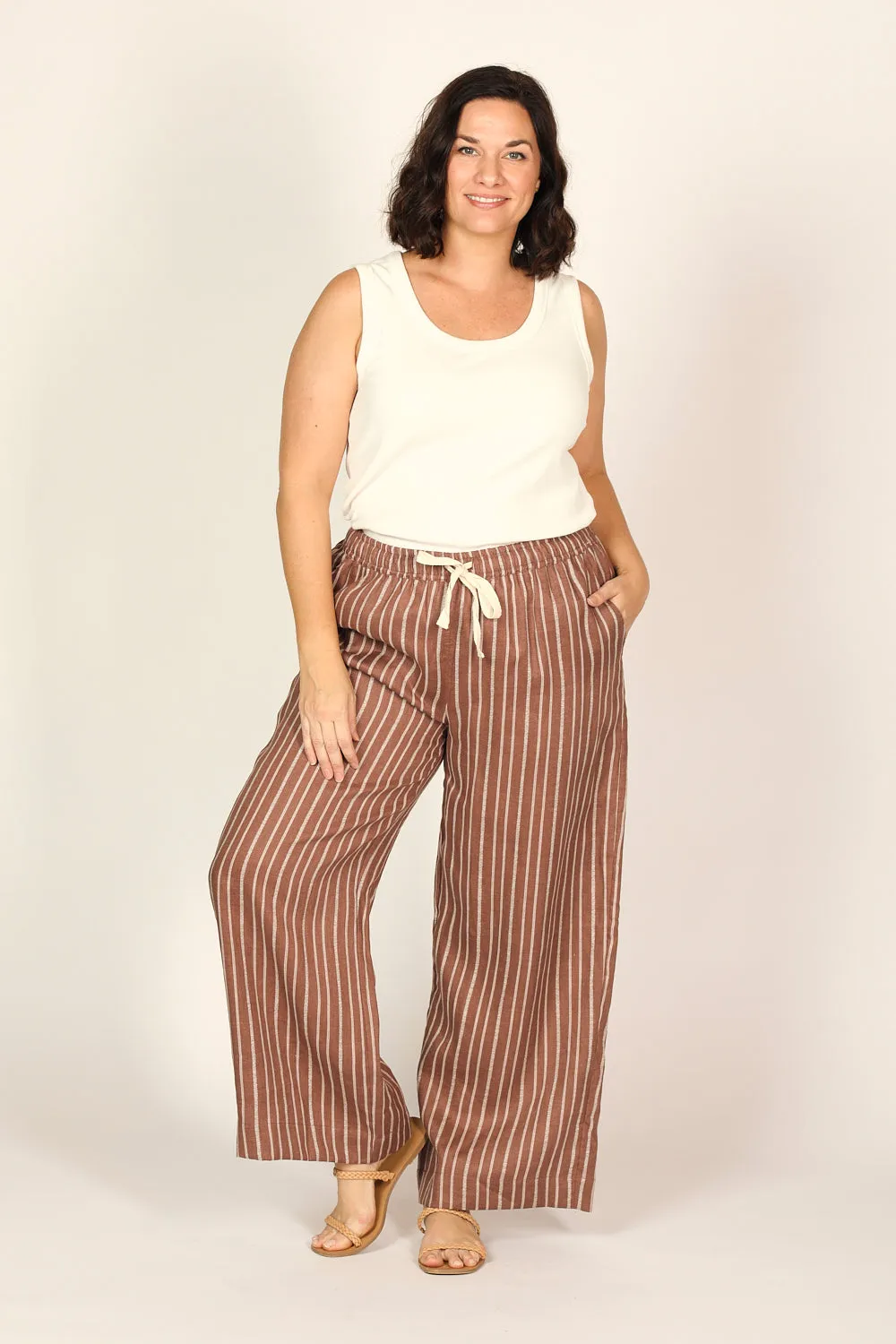 Breezy Relaxed Linen Pant in Nutmeg sold by Adrift