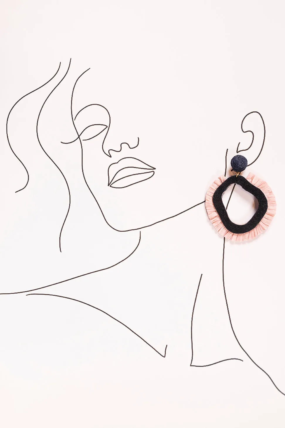 Raffia Organic Earrings in Navy and Pink sold by Adrift product image thumbnail 2