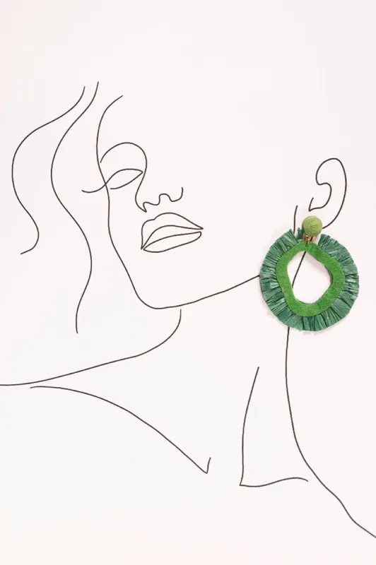 Raffia Organic Earrings in Green sold by Adrift