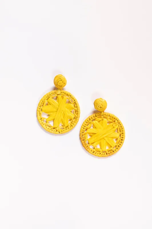 Round Woven Circle Earrings in Yellow sold by Adrift