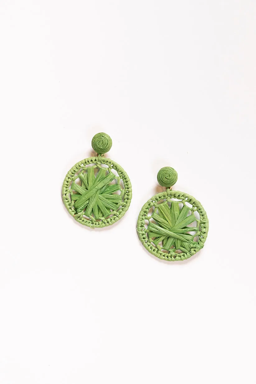 Round Woven Circle Earrings in Green sold by Adrift