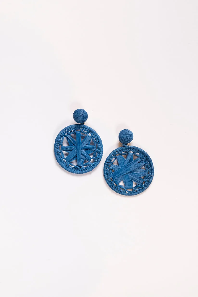 Round Woven Circle Earrings in Cobalt sold by Adrift