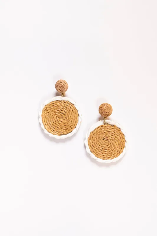 Contrast Outline Woven Earrings in Natural and Cream sold by Adrift