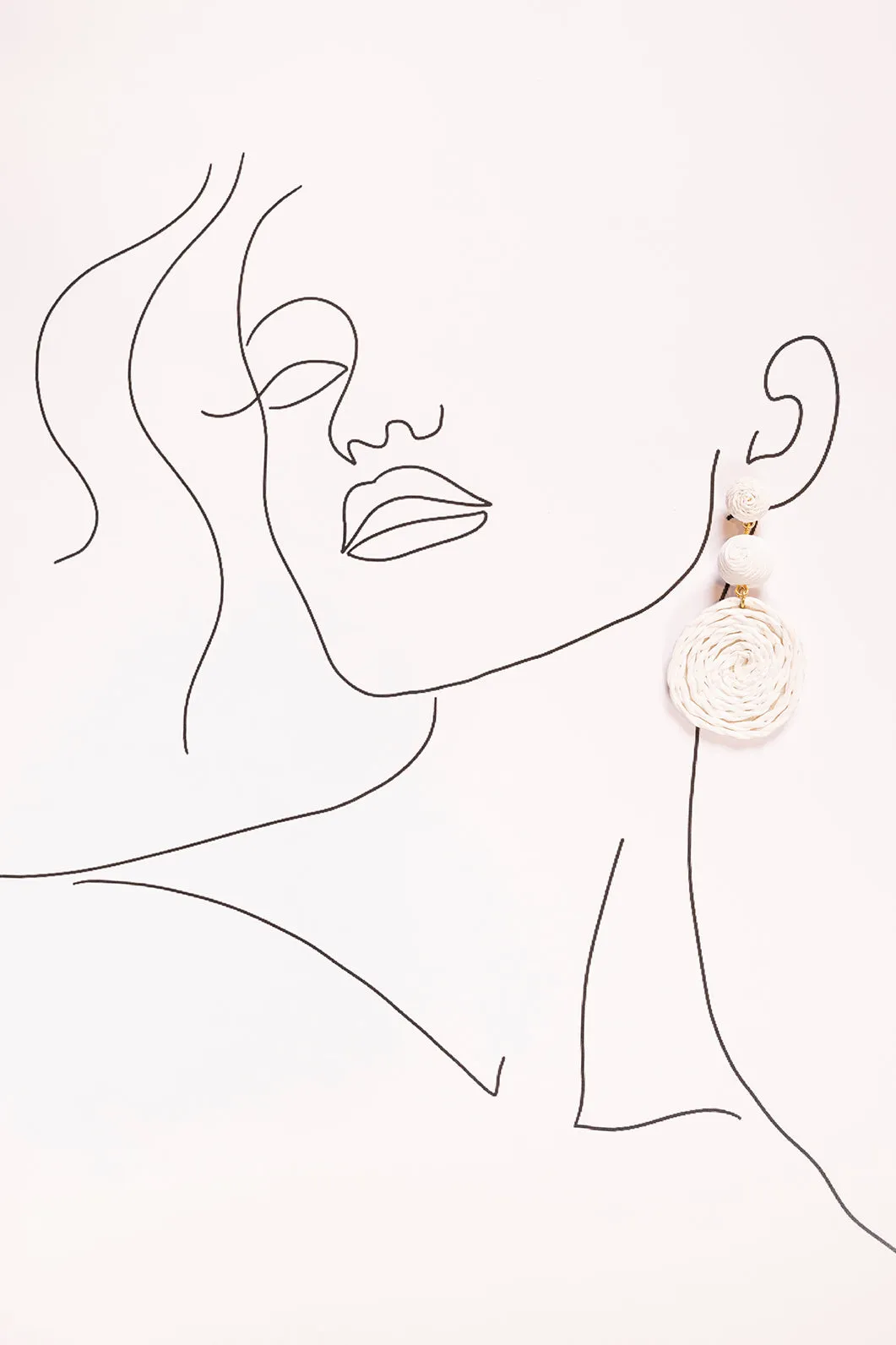 Woven Triple Circle Drop Earrings in White sold by Adrift product image thumbnail 2