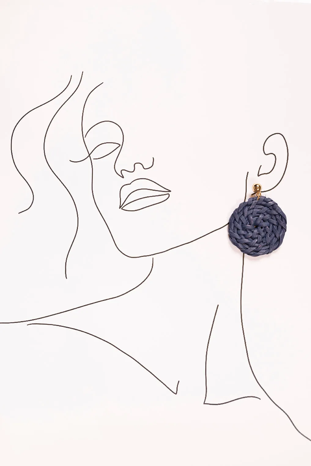 Round Raffia Earrings in Navy sold by Adrift product image thumbnail 2