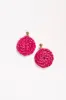 Round Raffia Earrings in Hot Pink sold by Adrift