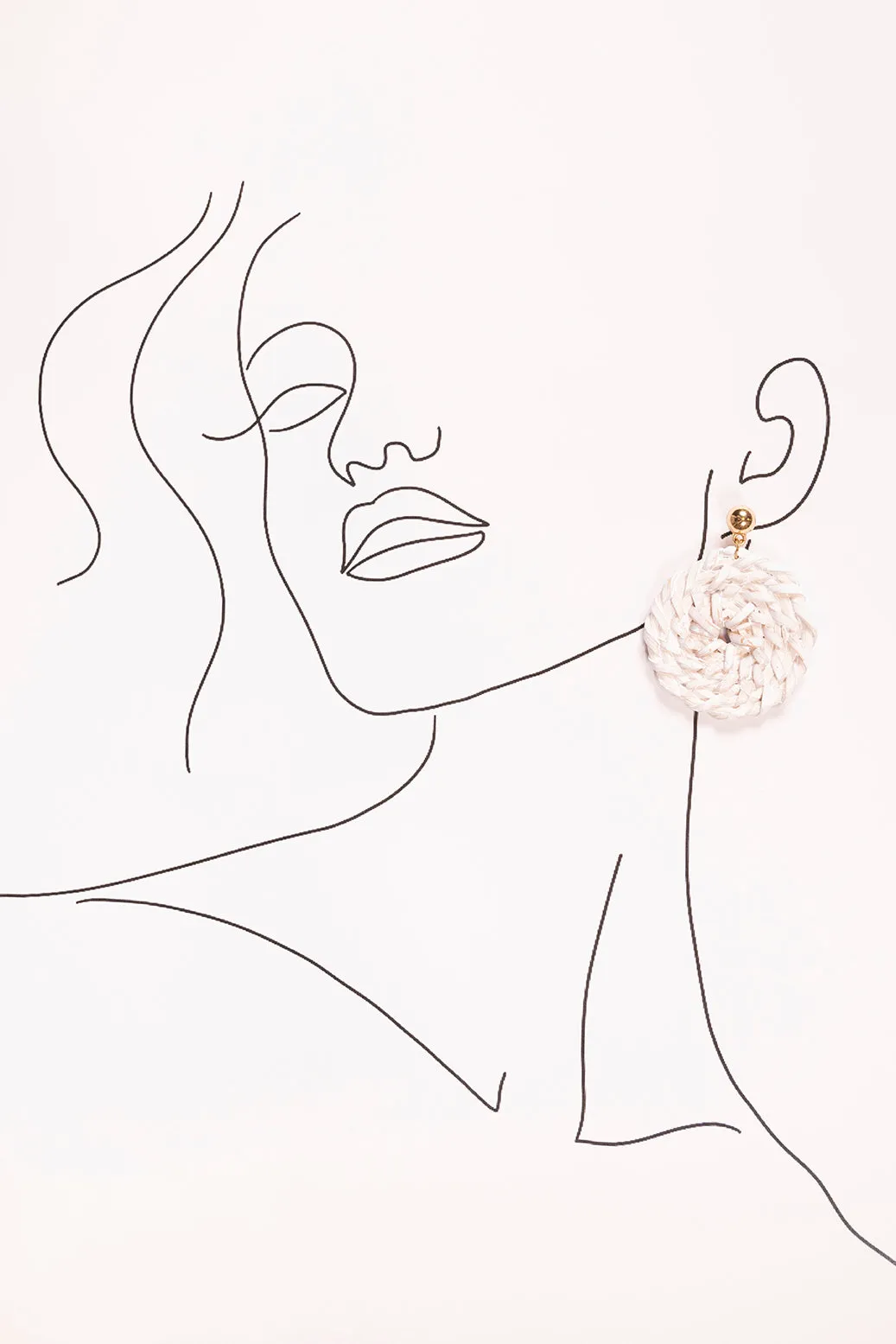 Round Raffia Earrings in White sold by Adrift product image thumbnail 2