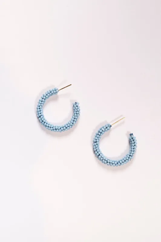 Beaded Hoops in Powder Blue sold by Adrift