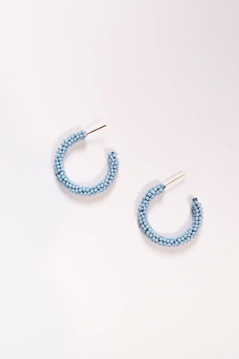 Beaded Hoops in Powder Blue sold by Adrift