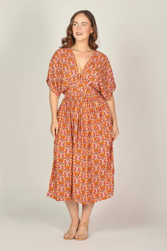 Selma Midi Dress in Go Go sold by Adrift