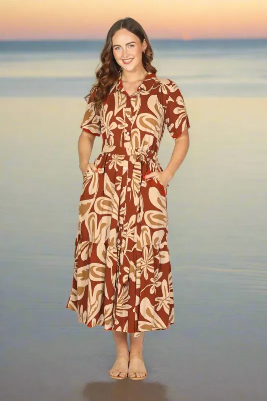 Ginette Maxi Dress in Malibu Sunset sold by Adrift