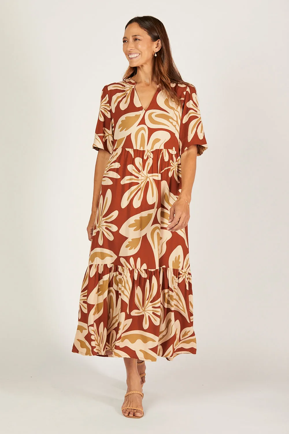 Sabre V-Neck Dress in Malibu Sunset sold by Adrift product image thumbnail 4