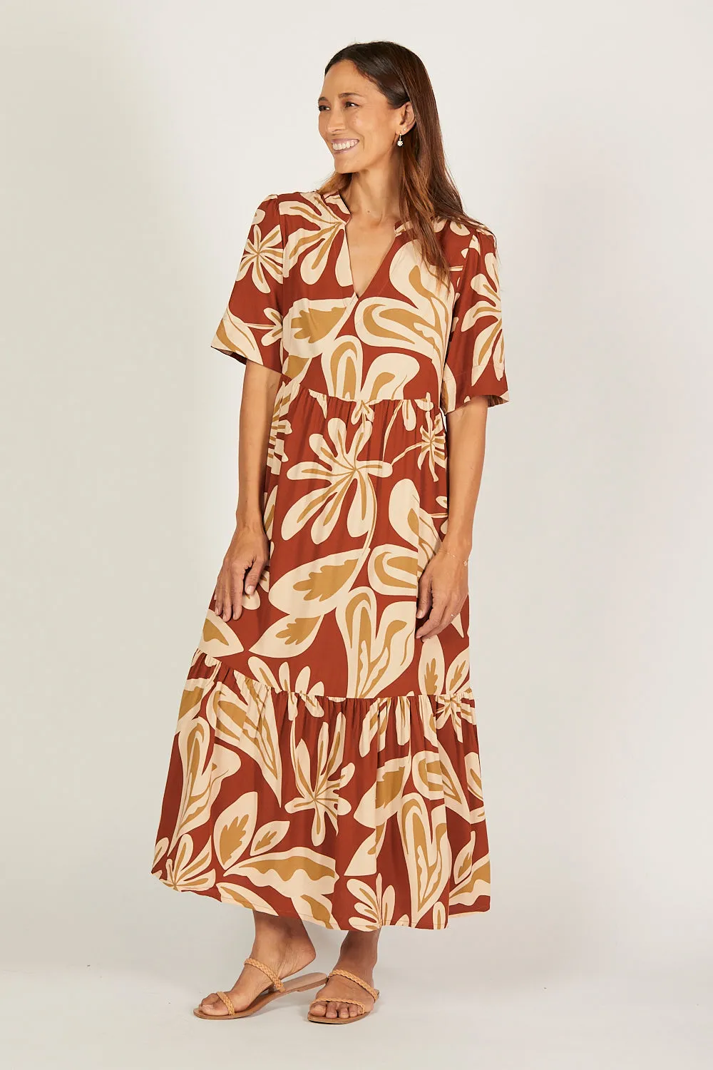 Sabre V-Neck Dress in Malibu Sunset sold by Adrift product image thumbnail 5