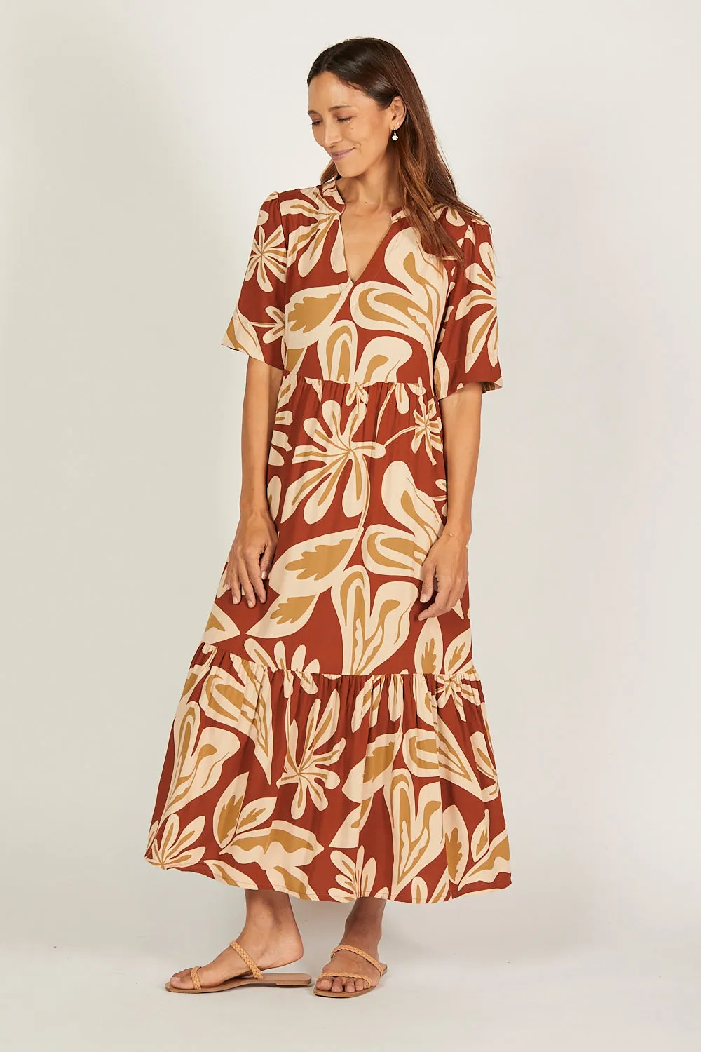Sabre V-Neck Dress in Malibu Sunset sold by Adrift product image thumbnail 3