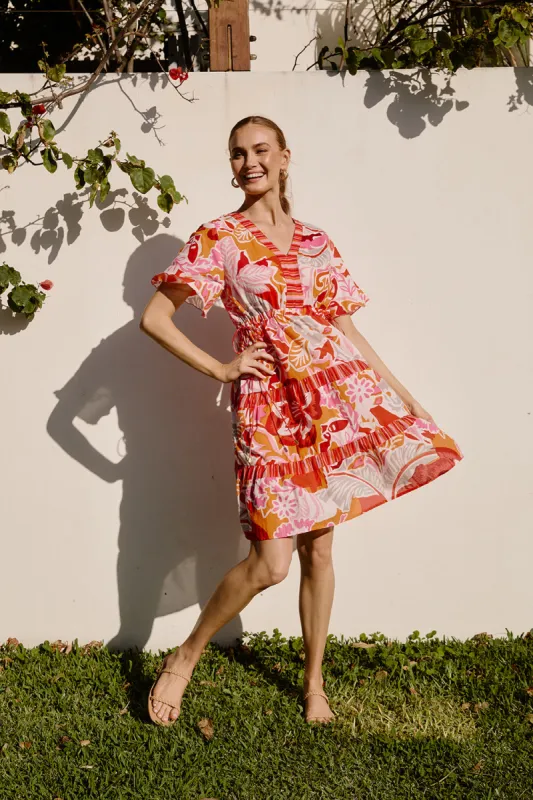 Iris Short Dress in Coralene sold by Adrift