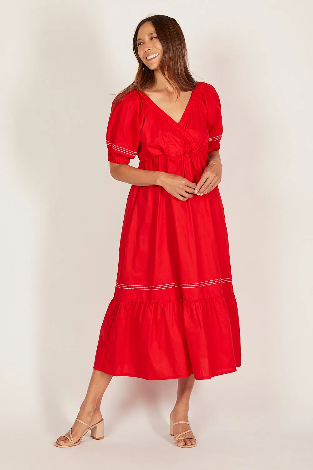 Alison Poplin Maxi Dress in Red sold by Adrift product image thumbnail 5
