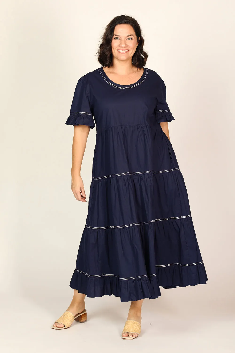 Sabre Poplin Frill Dress in Capri Cove sold by Adrift product image thumbnail 2