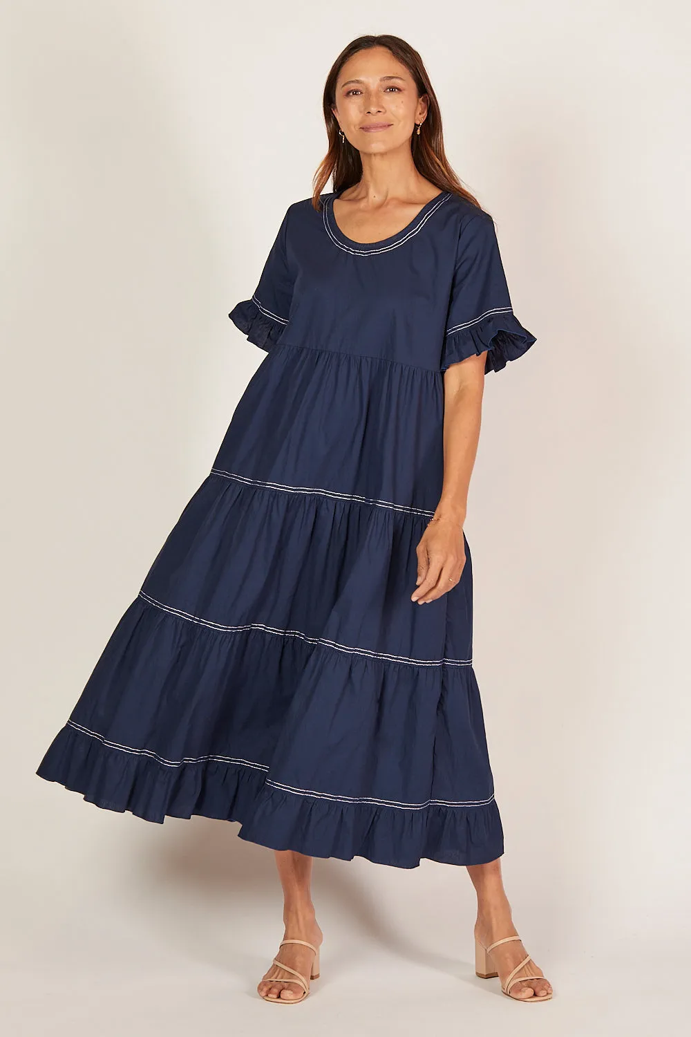 Sabre Poplin Frill Dress in Capri Cove sold by Adrift product image thumbnail 5