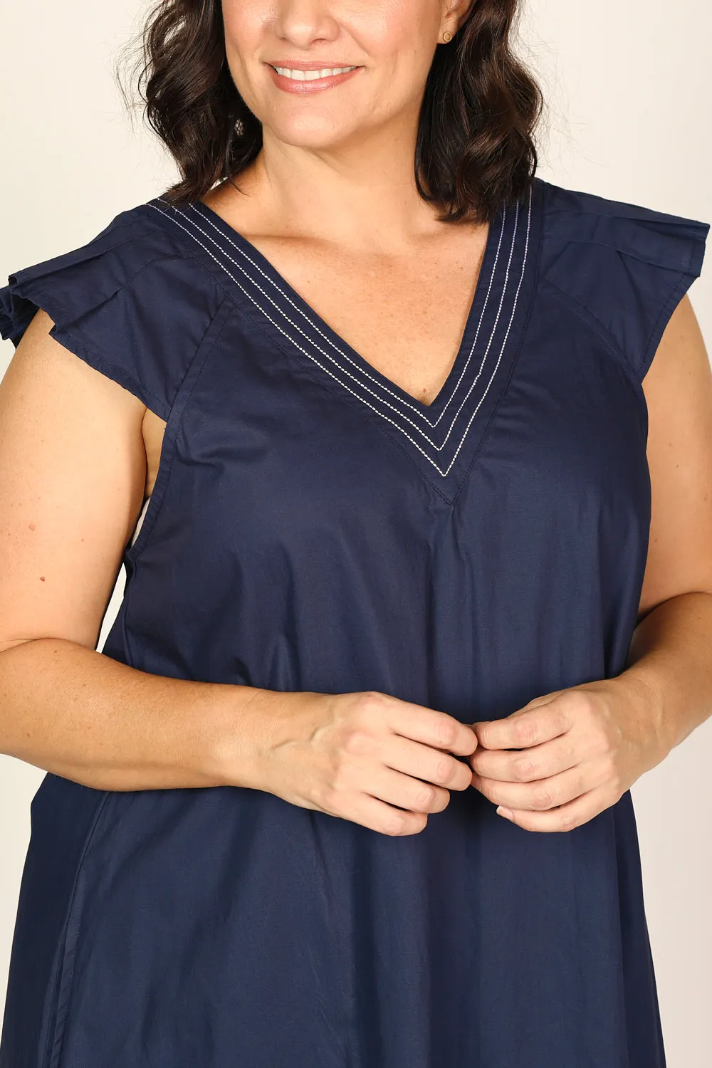 Rivka Poplin Short Dress in Capri Cove sold by Adrift product image thumbnail 3