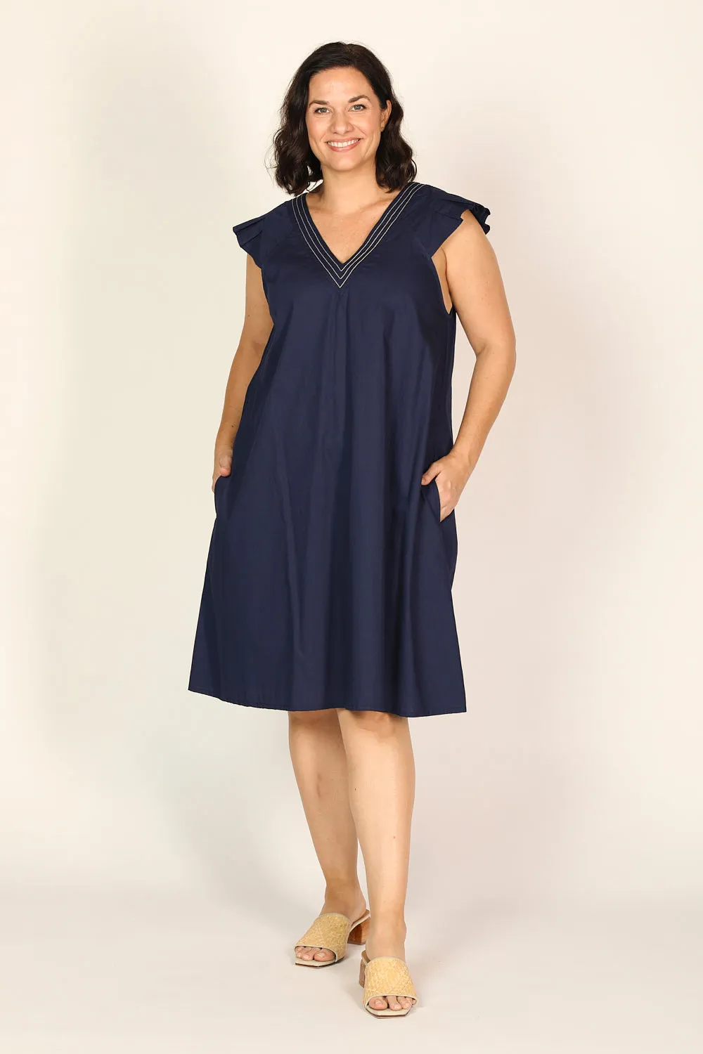 Rivka Poplin Short Dress in Capri Cove sold by Adrift product image thumbnail 2