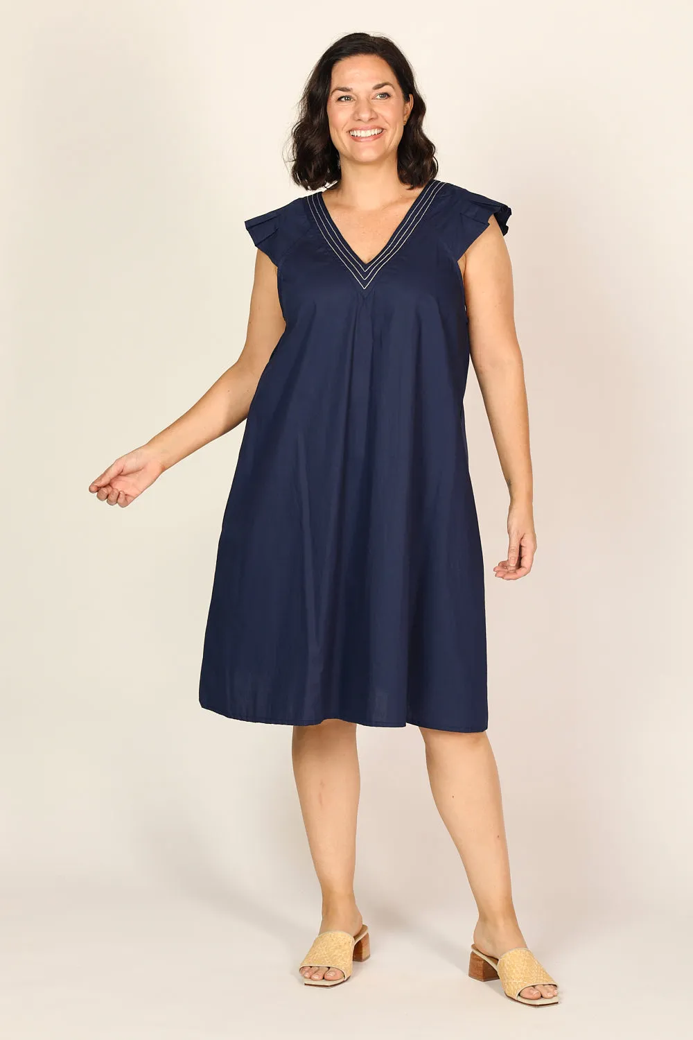 Rivka Poplin Short Dress in Capri Cove sold by Adrift product image thumbnail 4