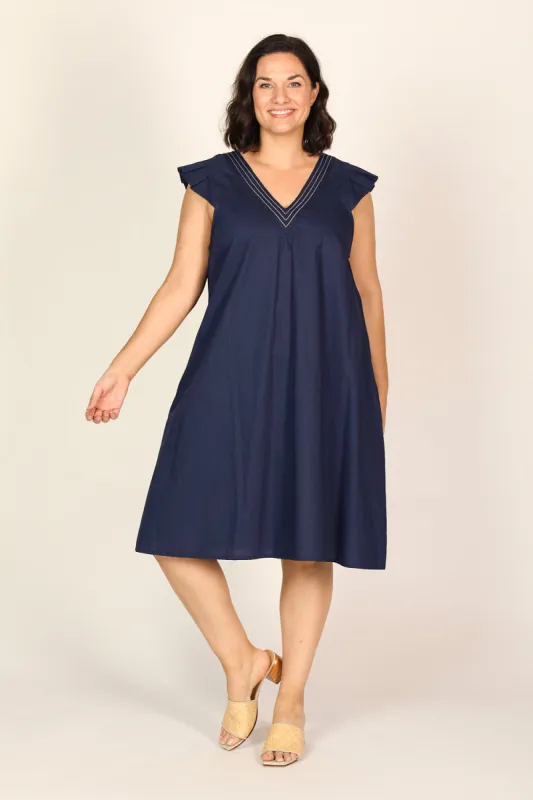 Rivka Poplin Short Dress in Capri Cove sold by Adrift