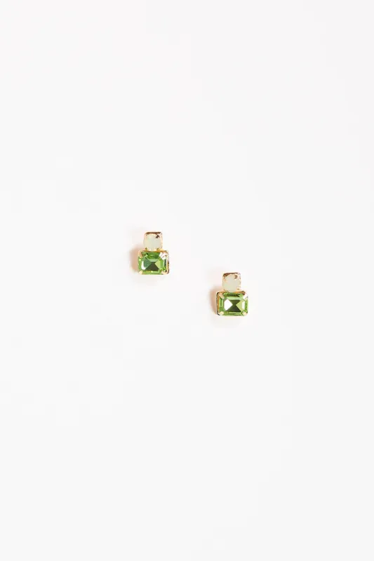 Rectangle Frame Earrings in Green sold by Adrift